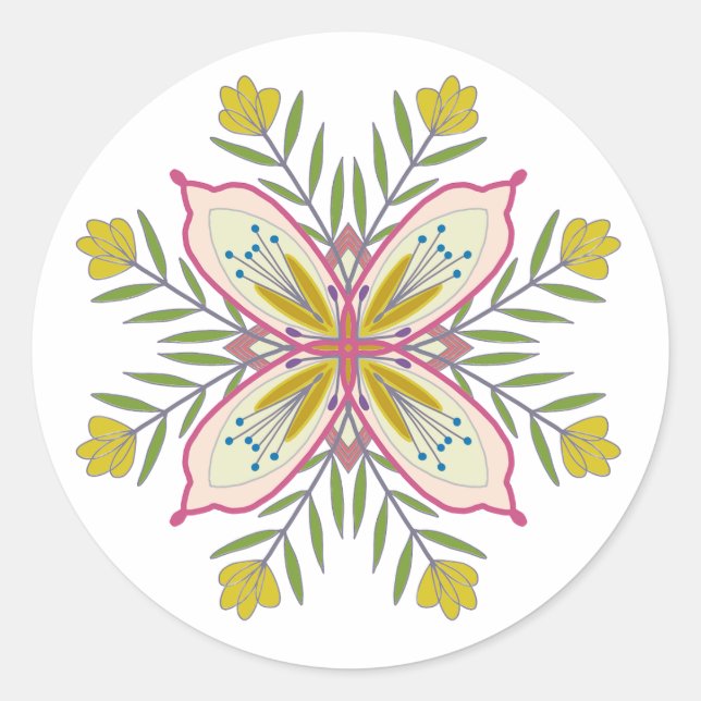 Sticker Rond Fleurs de mandala auto-amoureuses (Devant)