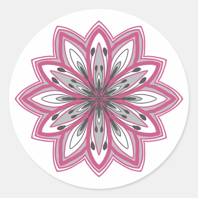 Sticker Rond Fleurs de mandala auto-entretenues (Devant)