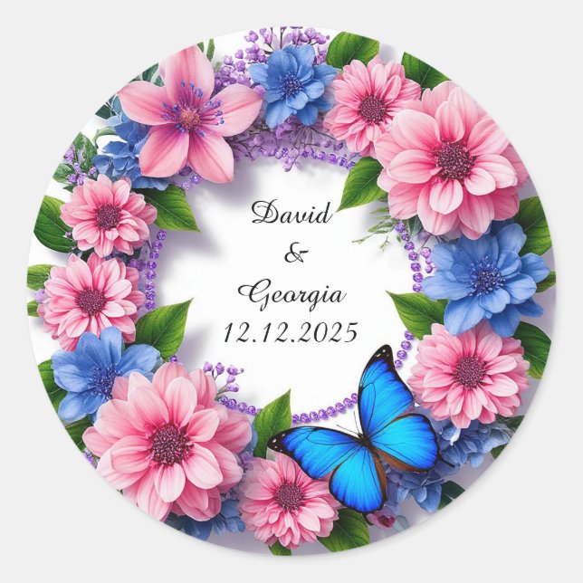 Sticker Rond Fleurs de mariage cadre circulaire (Devant)
