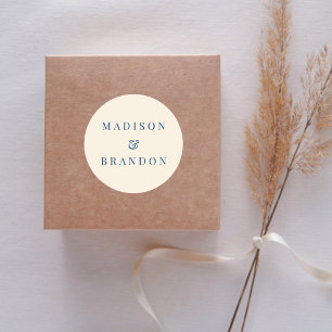 Sticker Rond Fleurs de mariage du milieu du siècle   Crème