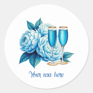 Sticker Rond Fleurs de mariage élégantes champagne personnalisa