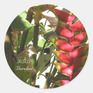 Sticker Rond Fleurs de mariage tropicales Enveloppe sur mesure