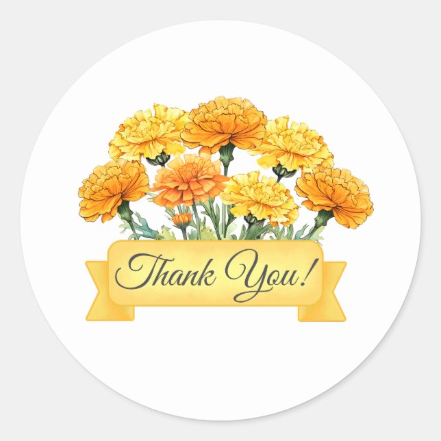 Sticker Rond Fleurs de Marigold Merci Floral (Devant)