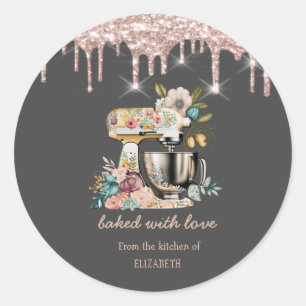 Sticker Rond Fleurs de mélangeur chic Rose Gold Drives Boulange