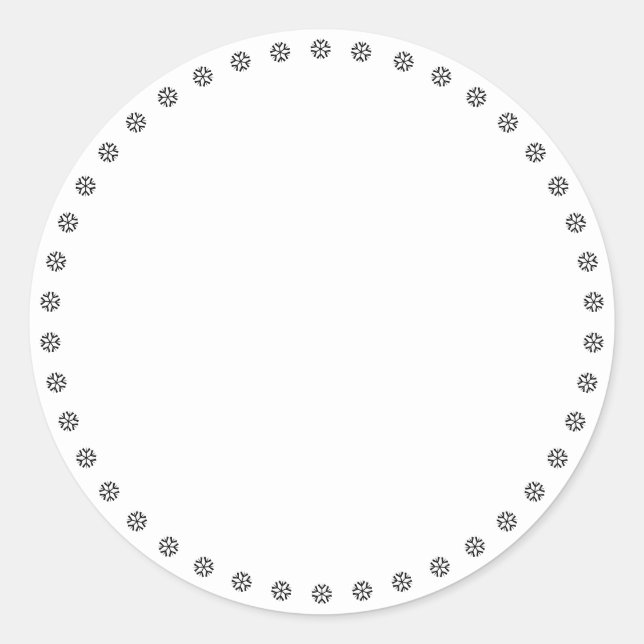 Sticker Rond Fleurs de neige noir blanc mignonne frontière blan (Devant)