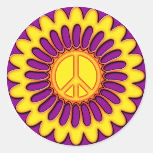 STICKER ROND FLEURS DE PAIX