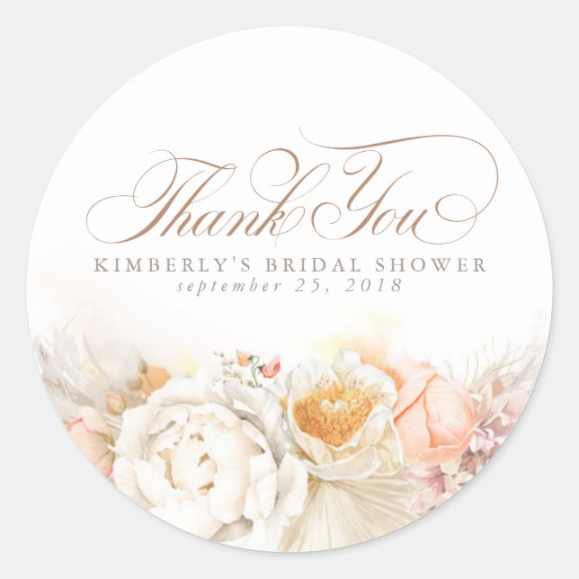 Sticker Rond Fleurs de Pâques douces Fleur de Pampas Merci (Devant)