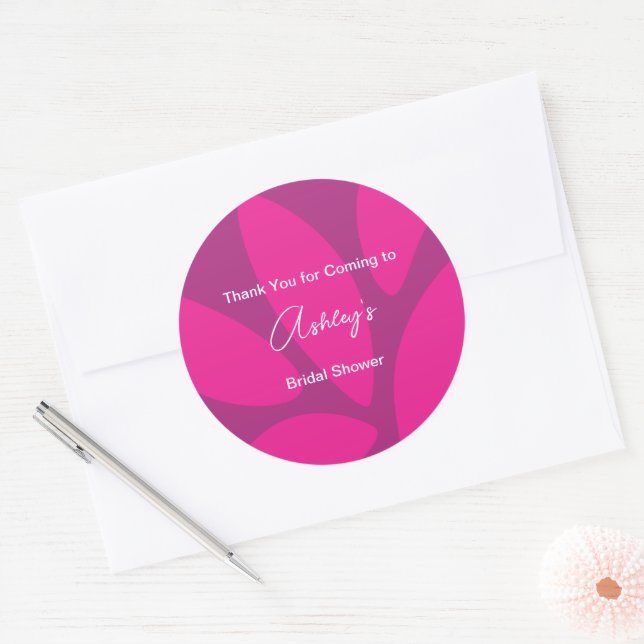 Sticker Rond Fleurs de Pétale de Mode Botanique Fuchsia Lavage  (Enveloppe)