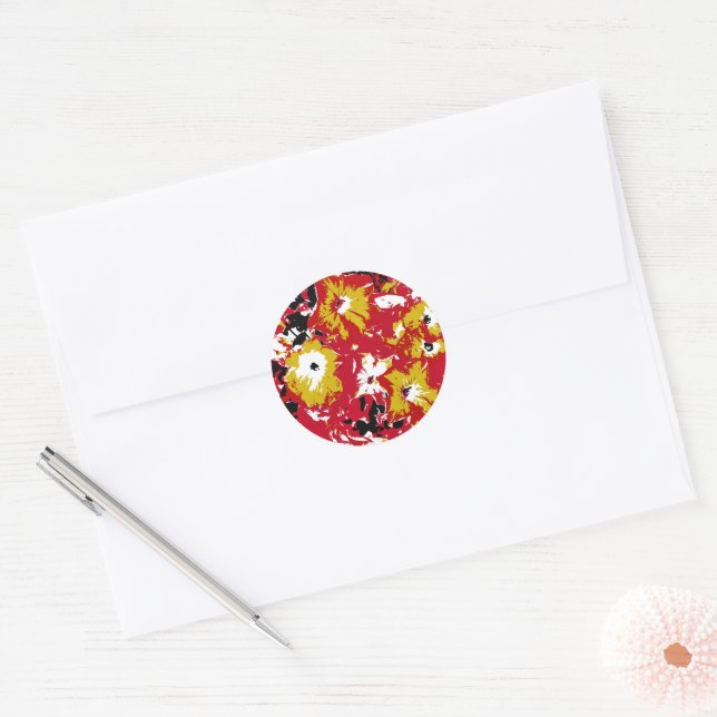 STICKER ROND FLEURS DE PETUNIA (Enveloppe)