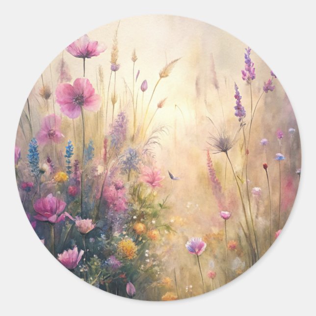 Sticker Rond Fleurs de prairie (Devant)