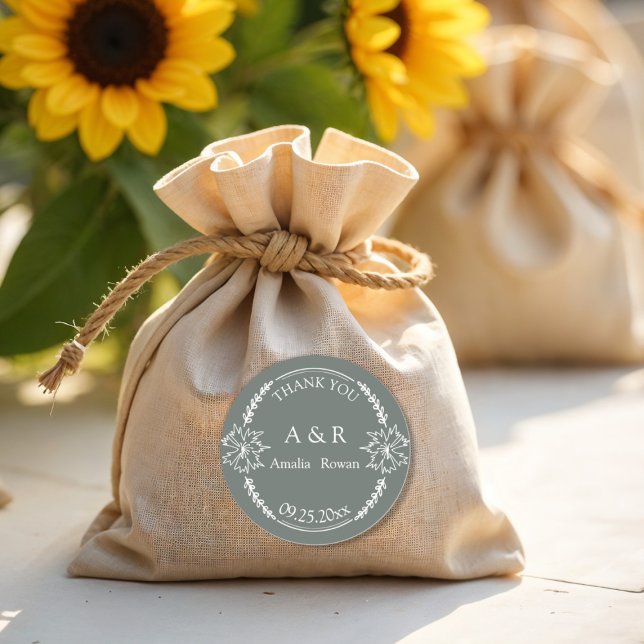 Sticker Rond Fleurs de prairie Mariage Faveur Merci (Créateur téléchargé)
