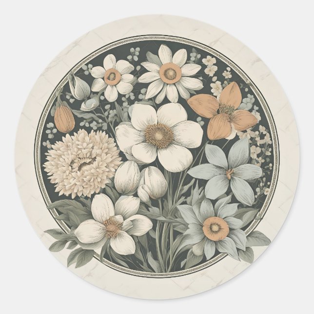 Sticker Rond Fleurs de printemps (Devant)