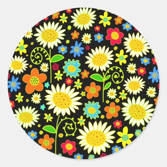 Sticker Rond Fleurs de printemps (Devant)
