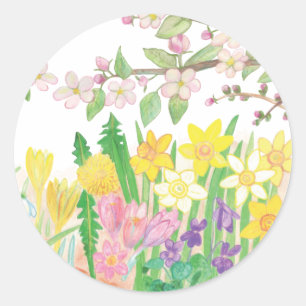 Sticker Rond Fleurs de printemps