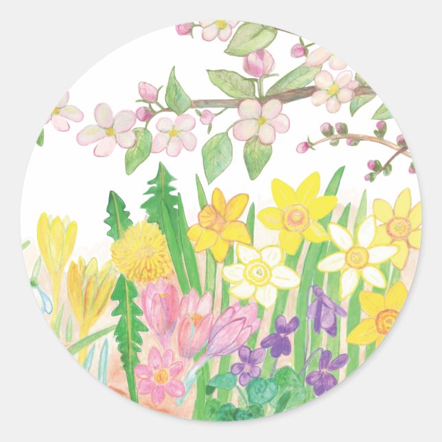 Sticker Rond Fleurs de printemps (Devant)