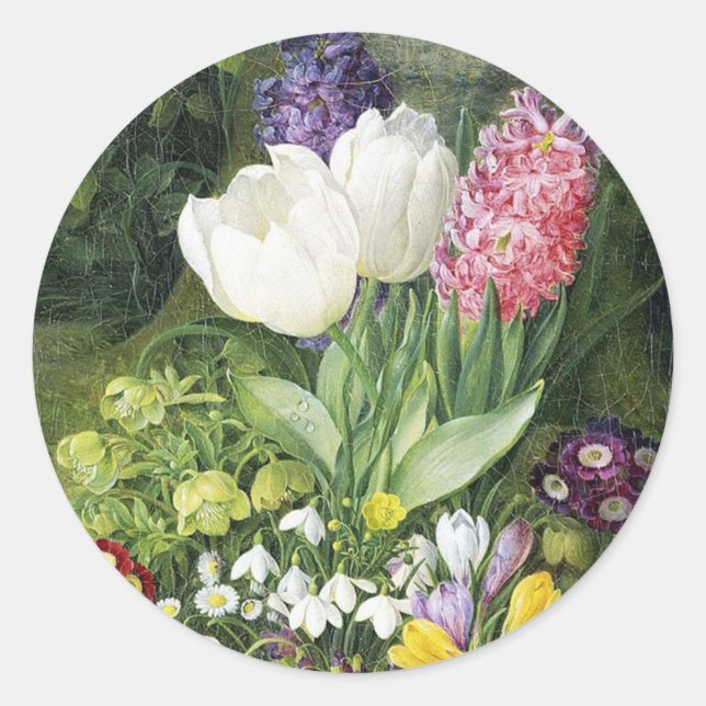 Sticker Rond Fleurs de printemps en bulbe hollandaises (Devant)