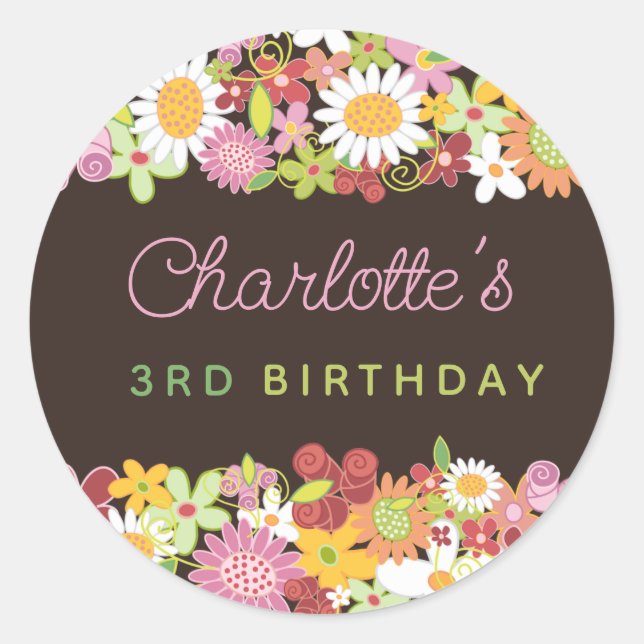 Sticker Rond Fleurs de printemps pastel rose Jardin Chic Annive (Devant)