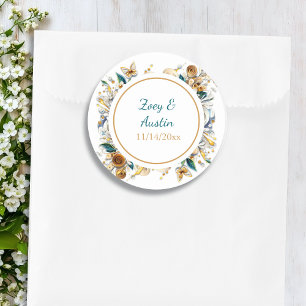 Sticker Rond Fleurs de recouvrement de papier élégantes personn