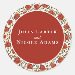 Sticker Rond Fleurs de rose sauvage Jardin Affaire Mariage