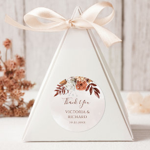 Sticker Rond Fleurs de rouille en terre cuite Boho Mariage de f