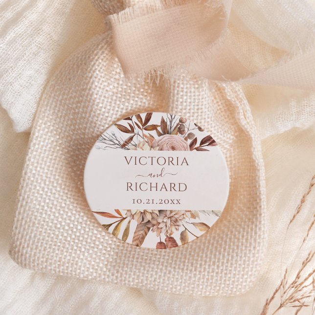 Sticker Rond Fleurs de rouille en terre cuite Boho Mariage de f (Créateur téléchargé)