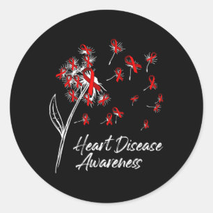 Sticker Rond Fleurs de ruban rouge de pissenlit Sensibilisation
