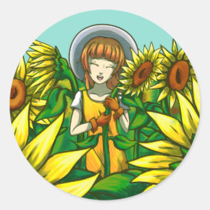 Sticker Rond Fleurs de soleil