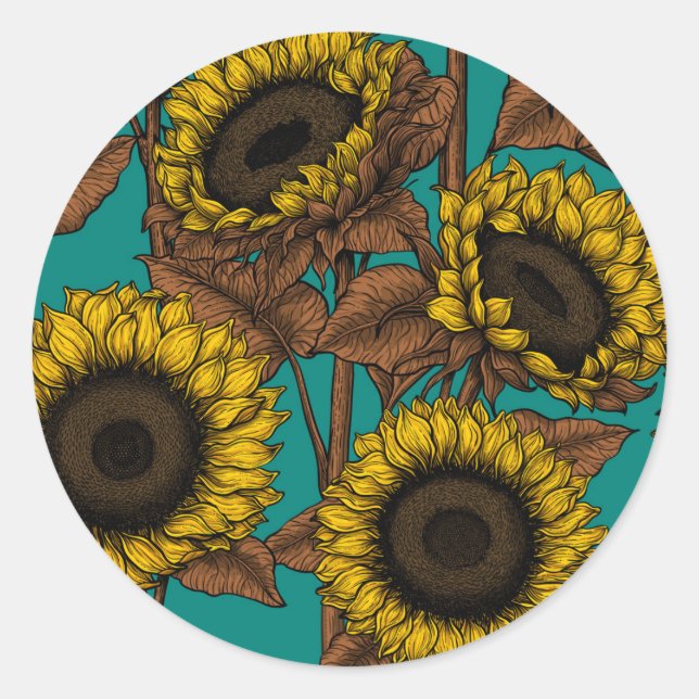 Sticker Rond Fleurs de soleil (Devant)
