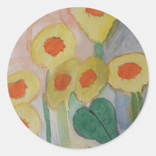 Sticker Rond Fleurs de soleil Abstraites
