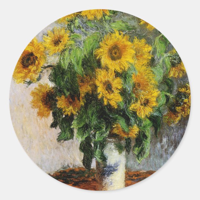 Sticker Rond Fleurs de soleil par Monet (Devant)