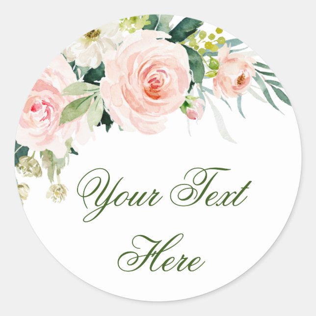 Sticker Rond Fleurs de teint rose verdure florale personnalisée (Devant)