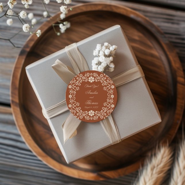 Sticker Rond Fleurs de terre cuite rustiques pour mariage  (Créateur téléchargé)