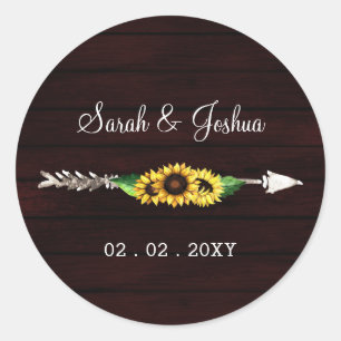 Sticker Rond Fleurs de tournesol en bois de grange de Bourgogne