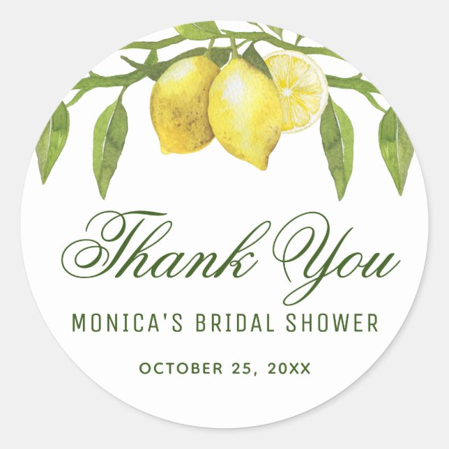 Sticker Rond Fleurs de verdure de citrons Merci Nom (Devant)