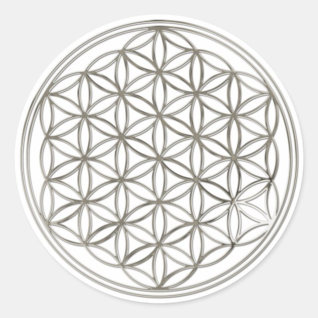 Sticker Rond FLEURS DE VIE - argent (Devant)