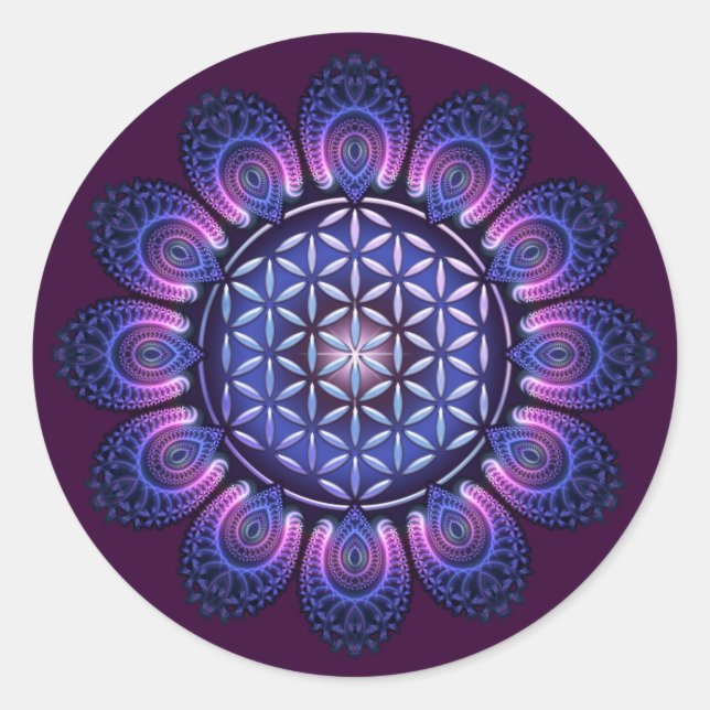 Sticker Rond FLEURS DE VIE / Blume des Lebens - Mandala II (Devant)