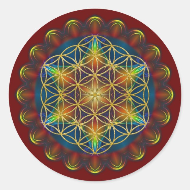 Sticker Rond FLEURS DE VIE / Blume des Lebens - Mandala III (Devant)