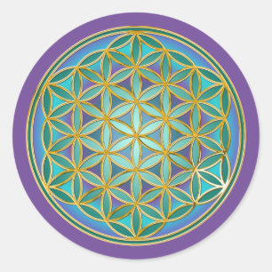 Sticker Rond FLEURS DE VIE - Géométrie Sacrée Design 1