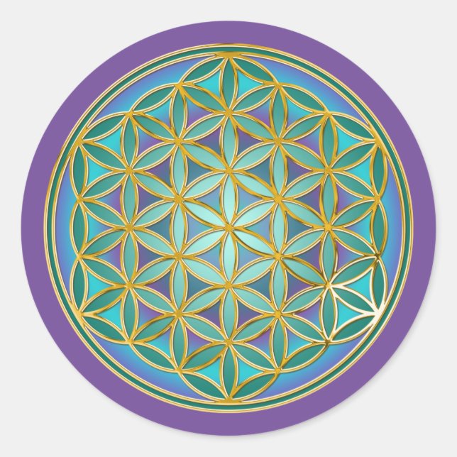 Sticker Rond FLEURS DE VIE - Géométrie Sacrée Design 1 (Devant)