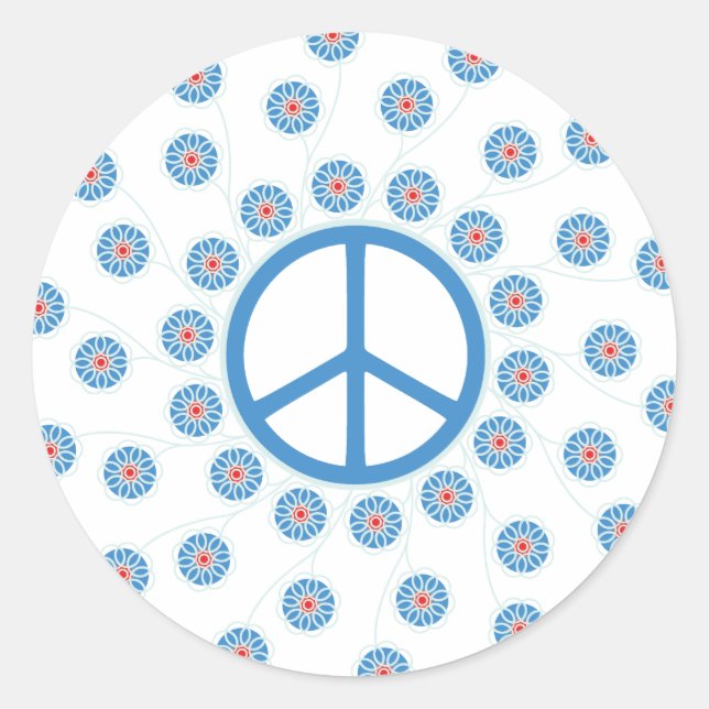 Sticker Rond Fleurs des signes de paix (Devant)