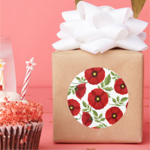 Sticker Rond Fleurs d'été joyeuses floraison de pavot