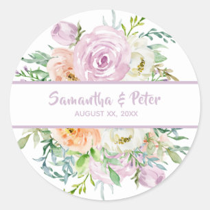 Sticker Rond Fleurs d'été Mariage floral