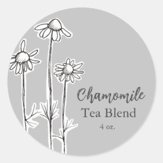 Sticker Rond Fleurs d'herbe mélangées à du thé chamomile gris