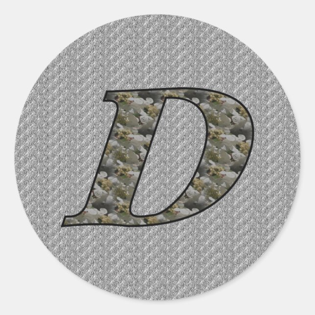 Sticker Rond Fleurs d'hortensia à monogramme Initial D (Devant)