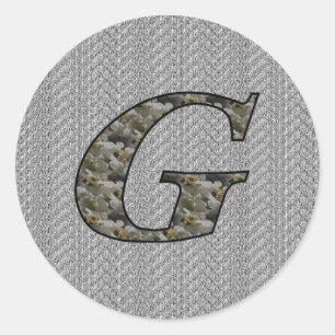 Sticker Rond Fleurs d'hortensia à monogramme initial G