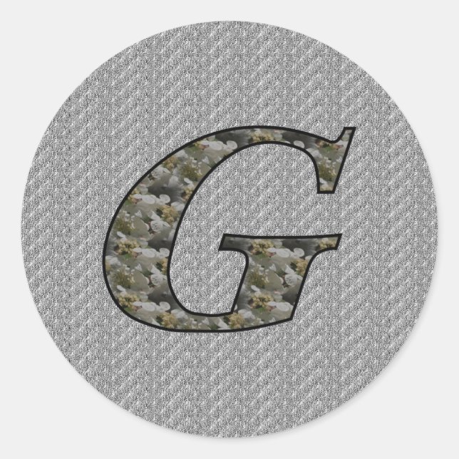 Sticker Rond Fleurs d'hortensia à monogramme initial G (Devant)