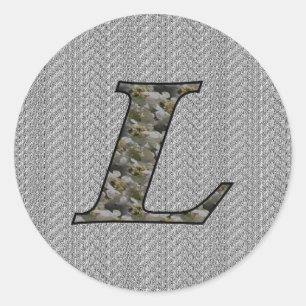Sticker Rond Fleurs d'hortensia à monogramme initial L