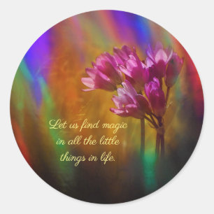 Sticker Rond Fleurs d'Hyacinthe Violet Couleurs Arc-En-Ciel Ave