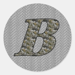 Sticker Rond Fleurs d'hydrangea à monogramme initial B