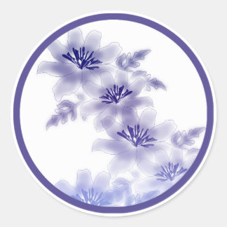 Sticker Rond Fleurs d'Imaginaire violet